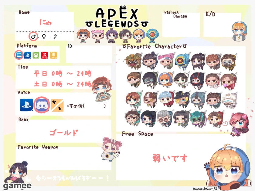 にゃさんの自己紹介カード