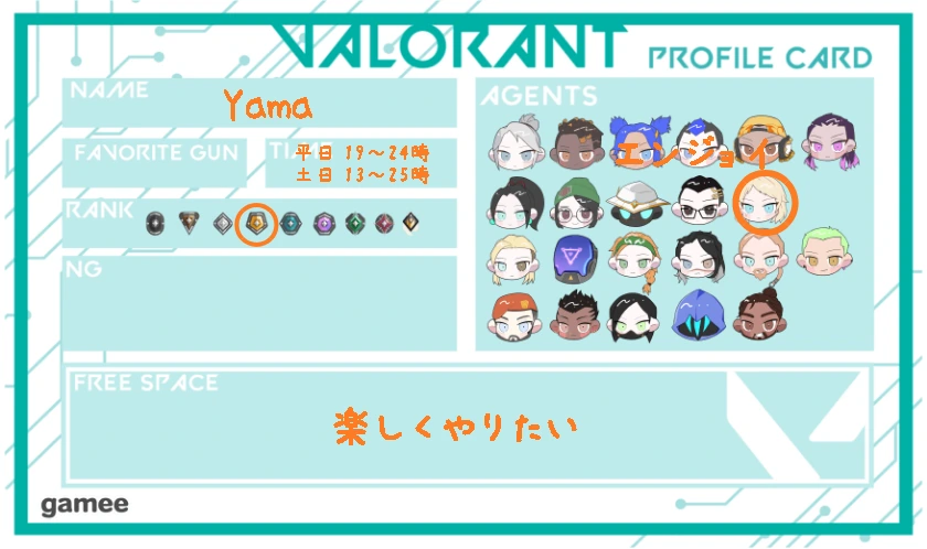 Yamaさんの自己紹介カード