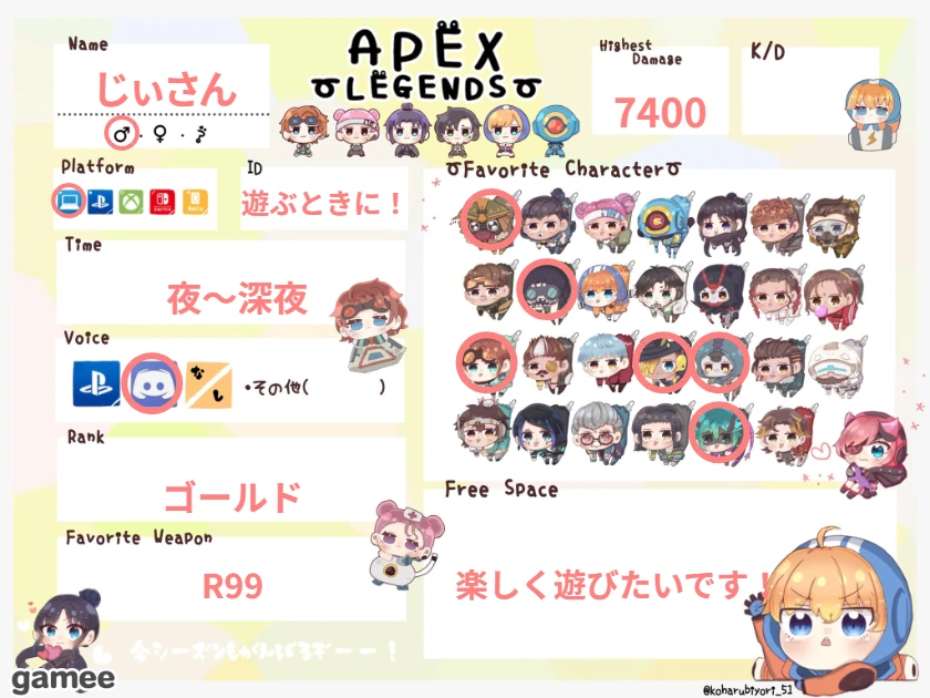 じぃさんさんの自己紹介カード