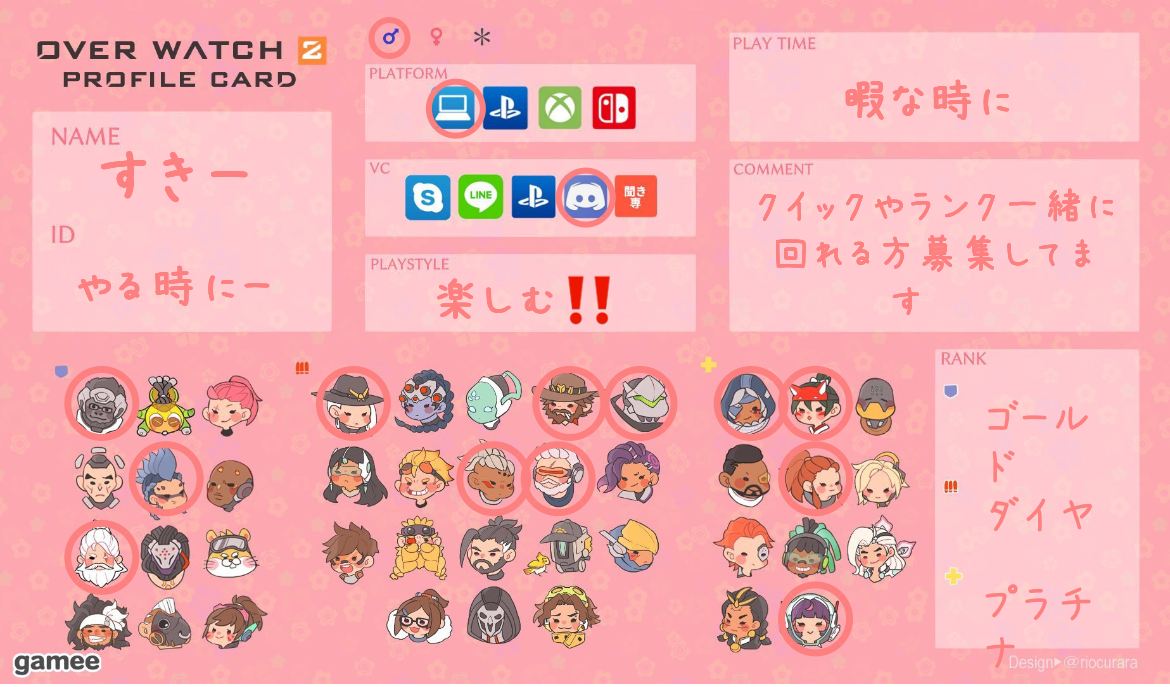 すきーさんの自己紹介カード