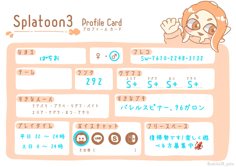 ぱちおさんの自己紹介カード