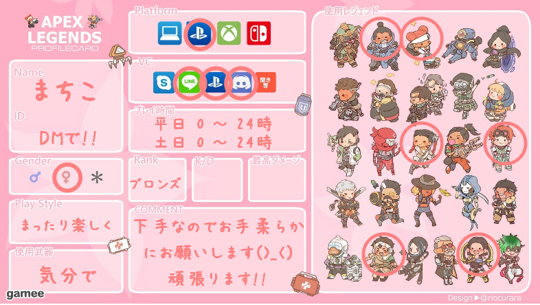 まちこさんの自己紹介カード