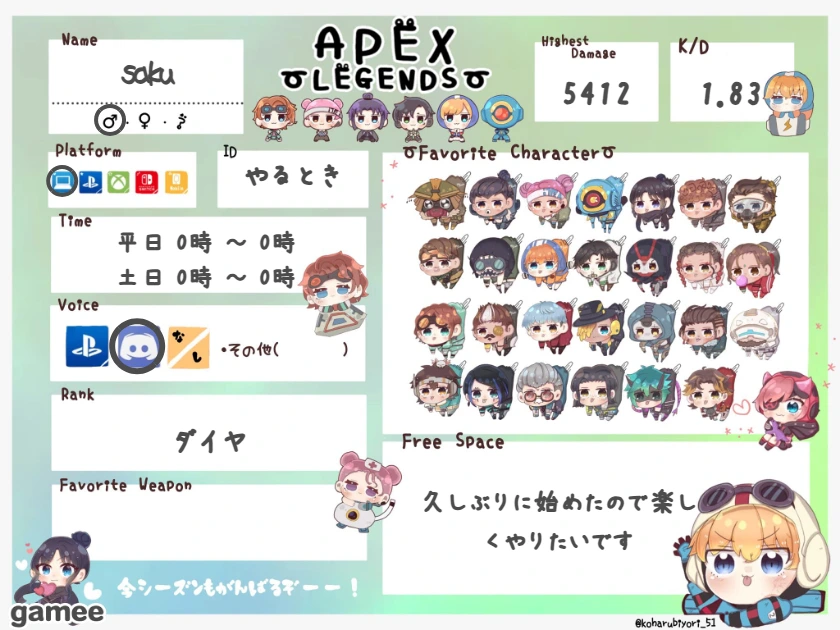 sakuさんの自己紹介カード