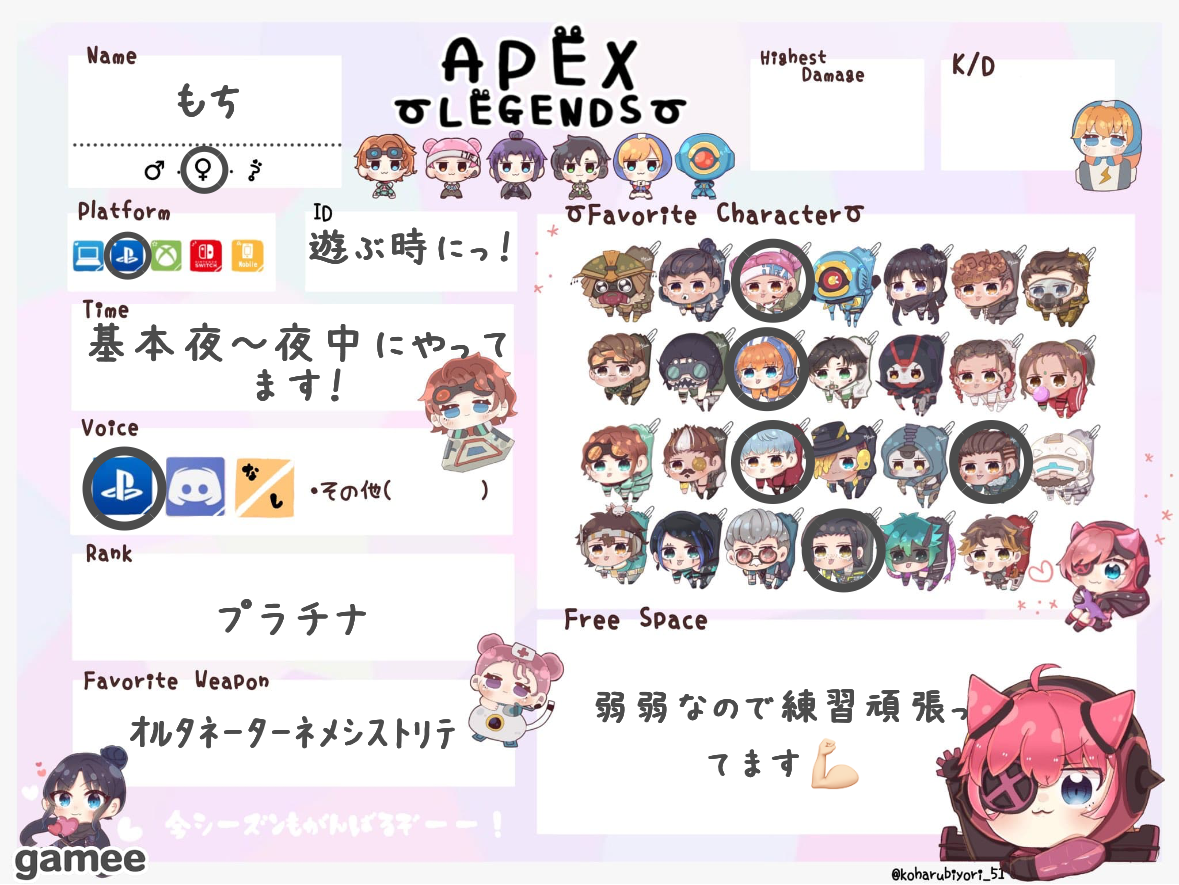 もちさんの自己紹介カード