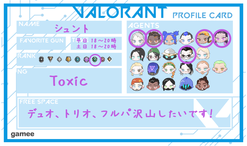 シュントさんの自己紹介カード