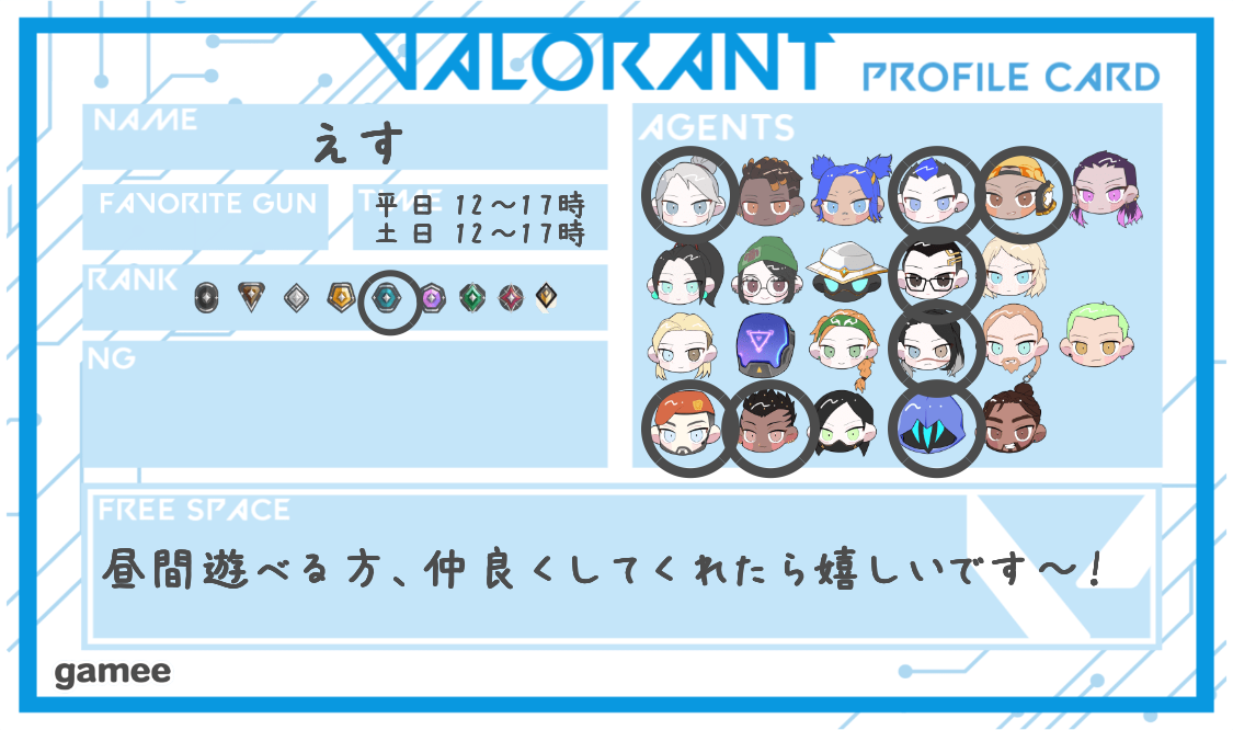 えすさんの自己紹介カード