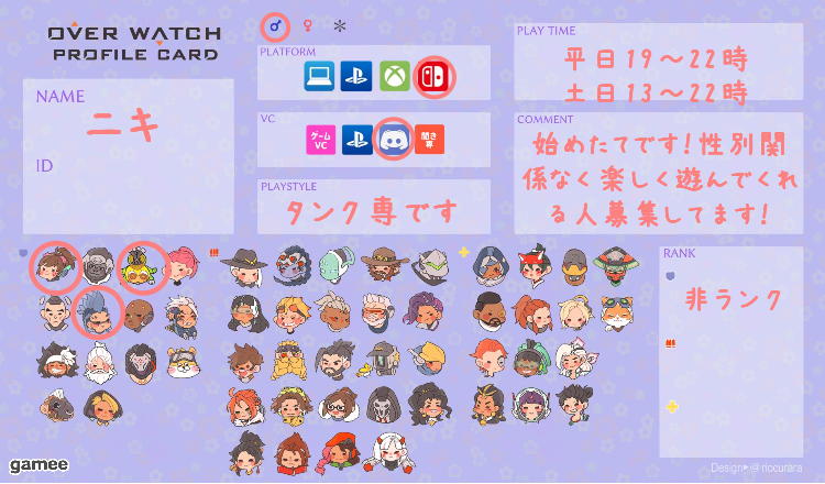 ニキさんの自己紹介カード
