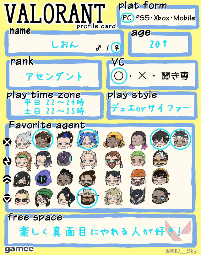 しおんさんの自己紹介カード