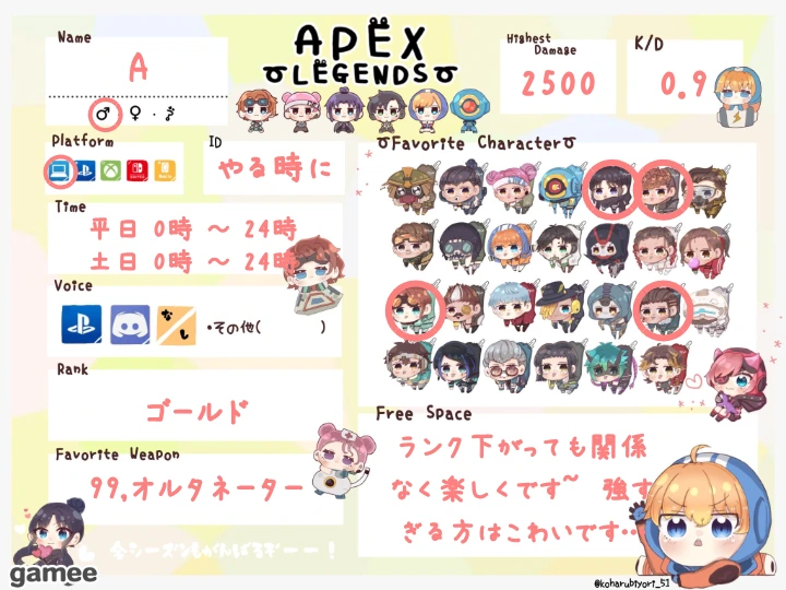 Aさんの自己紹介カード