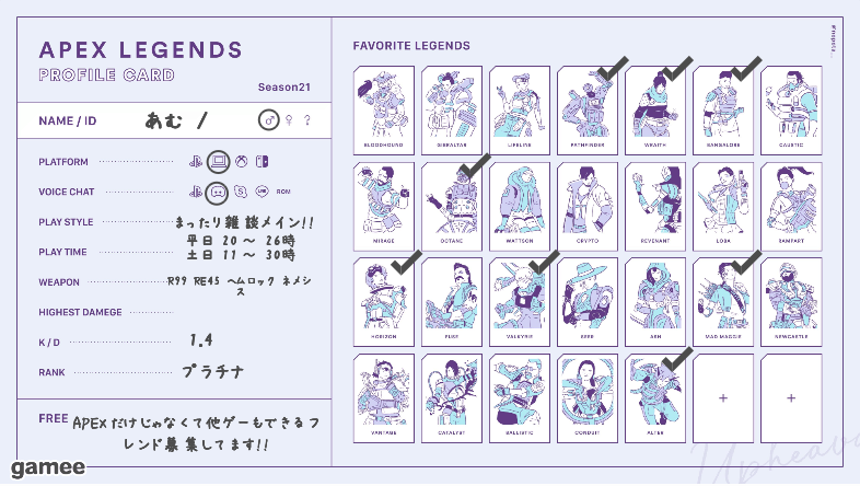 あむさんの自己紹介カード
