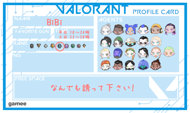 BiBiさんの自己紹介カード