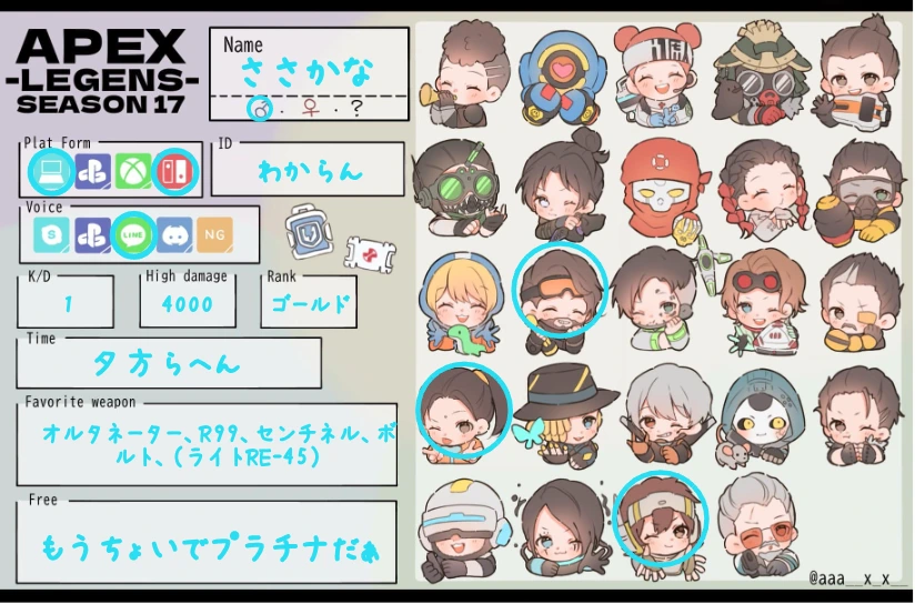 ささかなさんの自己紹介カード