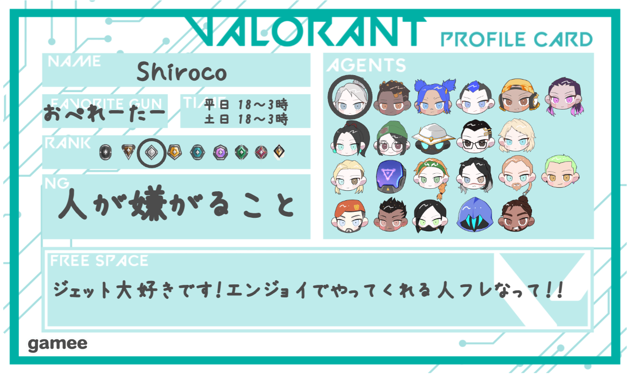 Shirocoさんの自己紹介カード