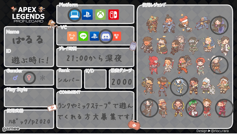 ぱるるさんの自己紹介カード