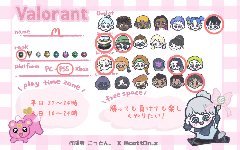 ꪔ̤̮さんの自己紹介カード