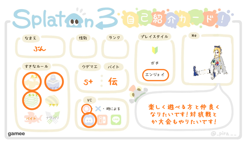 ぶんさんの自己紹介カード