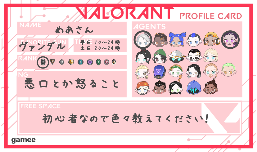めあさんさんの自己紹介カード