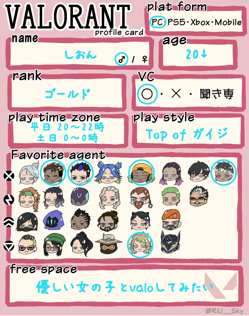 しおんさんの自己紹介カード