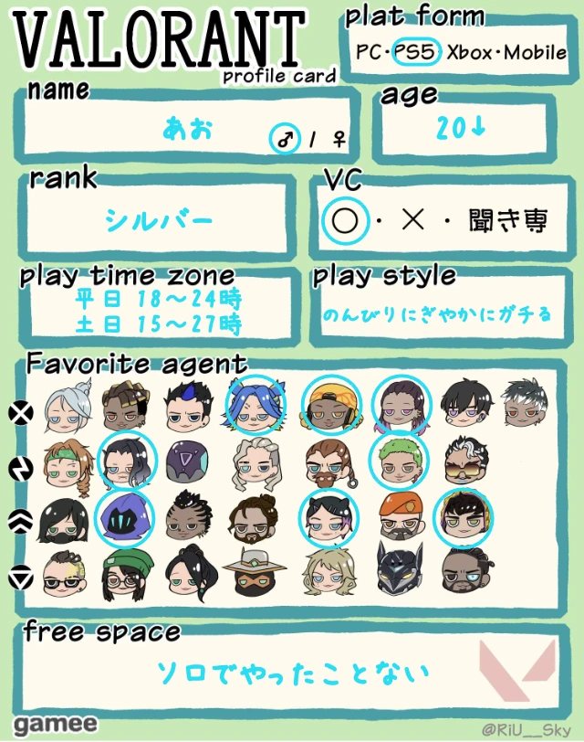 あおさんの自己紹介カード