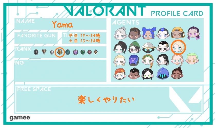 Yamaさんの自己紹介カード