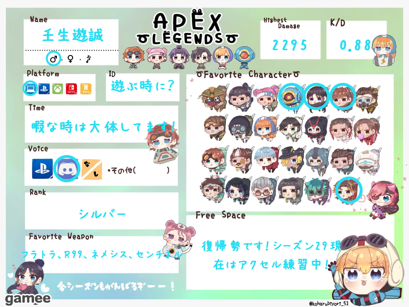 壬生遊誠さんの自己紹介カード