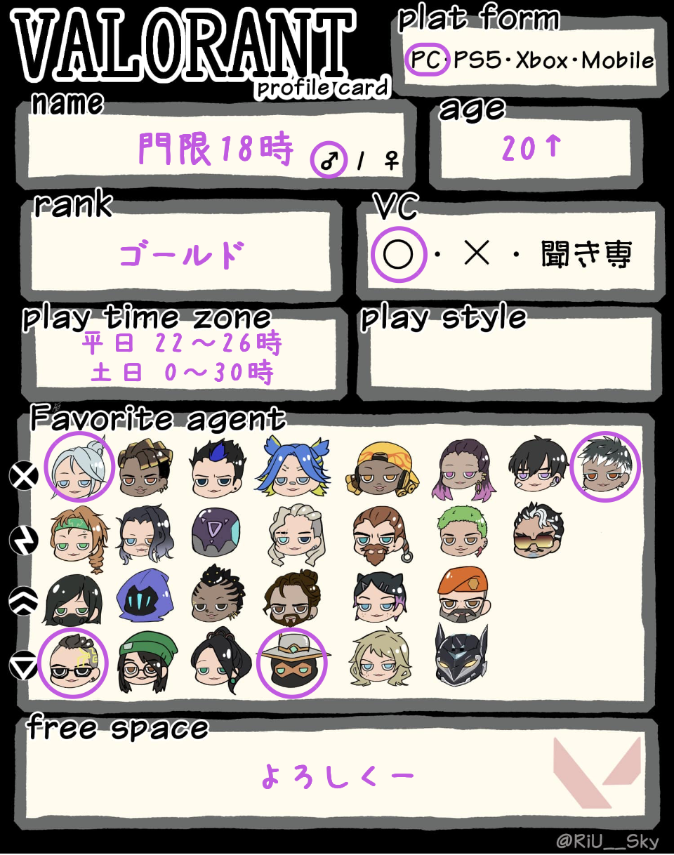 門限18時さんの自己紹介カード