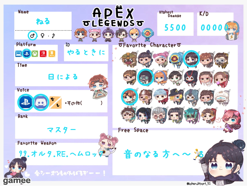 ねるさんの自己紹介カード