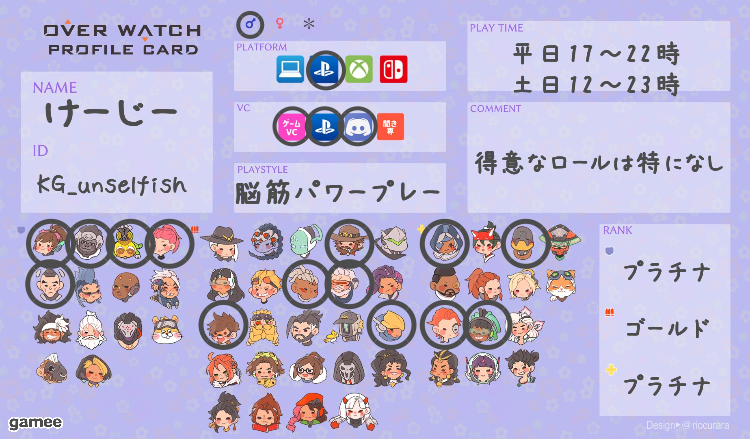 けーじーさんの自己紹介カード