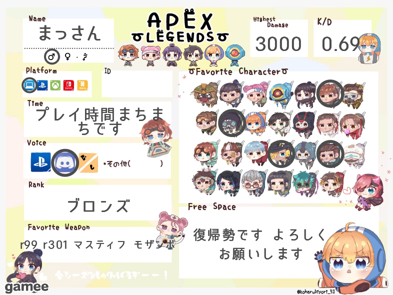 まっさんさんの自己紹介カード