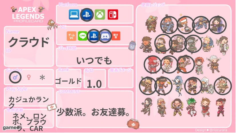 クラウドさんの自己紹介カード