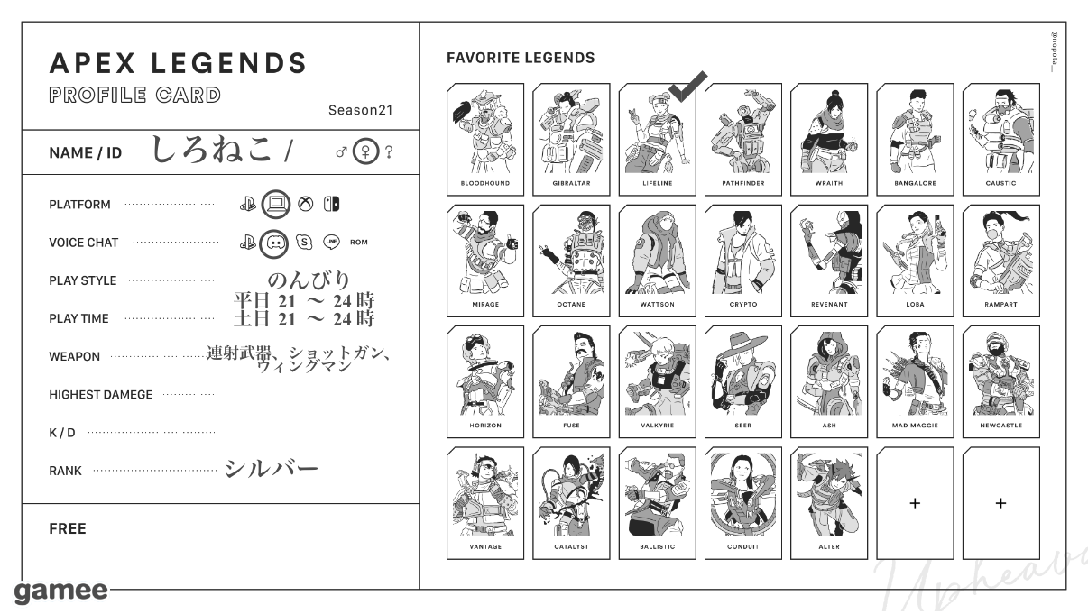 しろねこさんの自己紹介カード