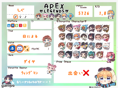 しぐさんの自己紹介カード