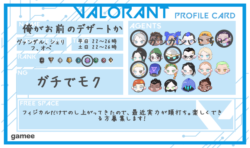俺がお前のデザートかさんの自己紹介カード