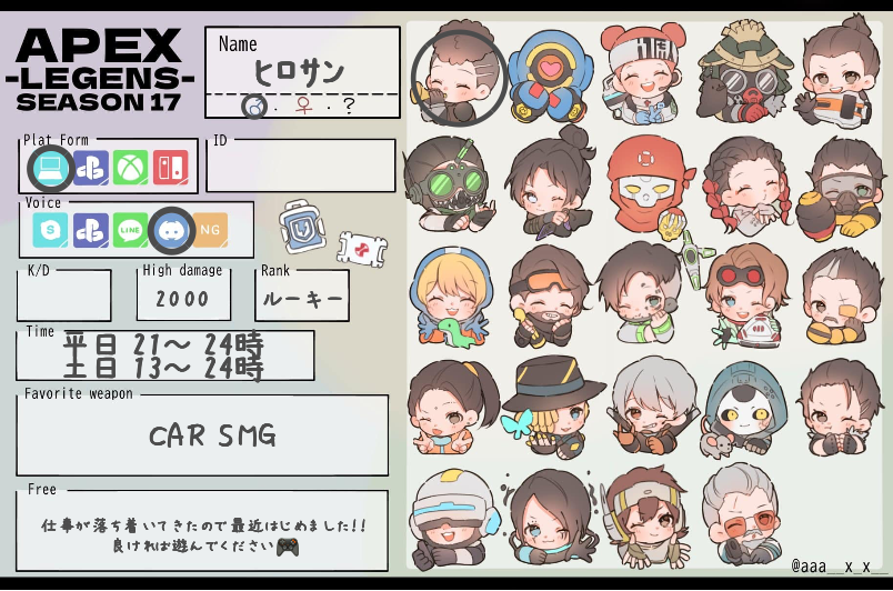 ﾋﾛｻﾝさんの自己紹介カード