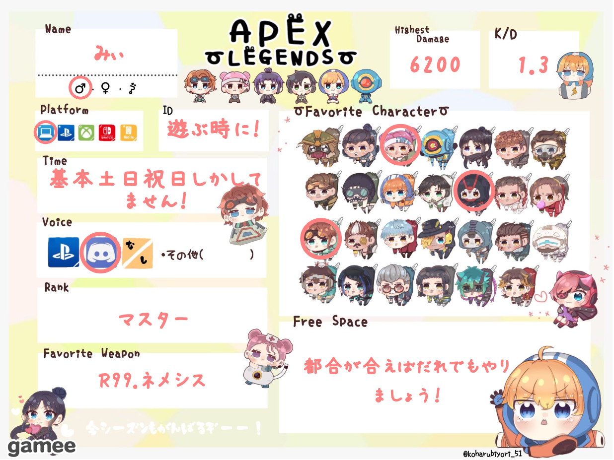 みぃさんの自己紹介カード