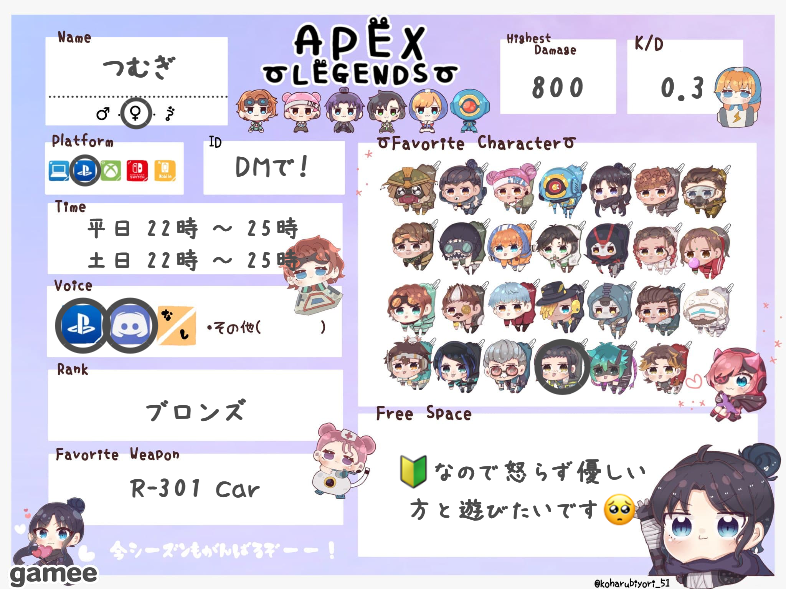 つむぎさんの自己紹介カード