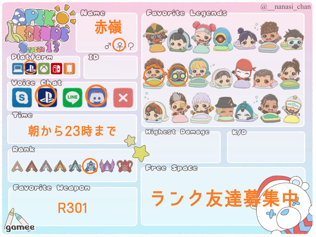 赤嶺さんの自己紹介カード