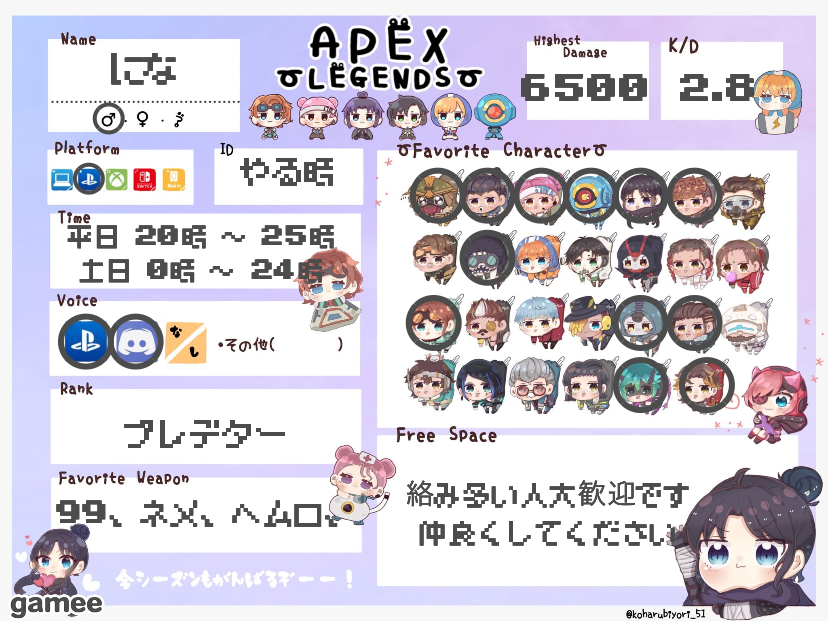 になさんの自己紹介カード