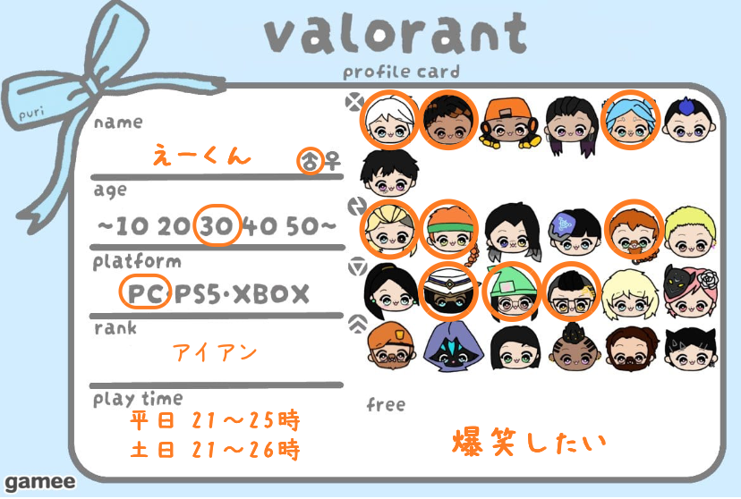 えーくんさんの自己紹介カード