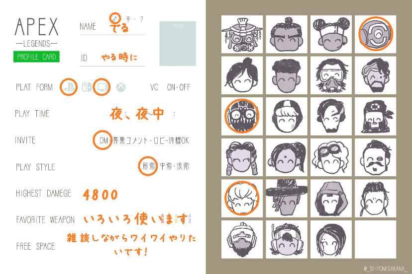 でるさんの自己紹介カード