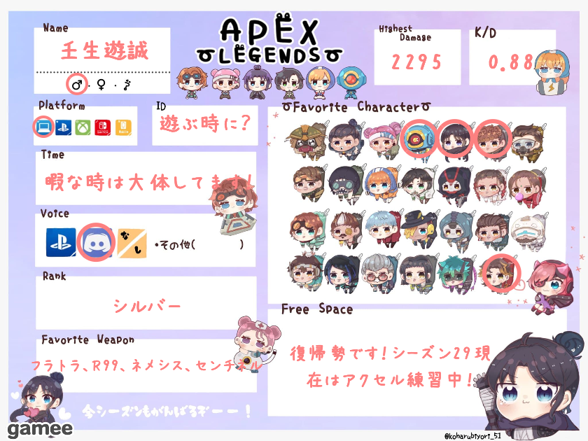 壬生遊誠さんの自己紹介カード