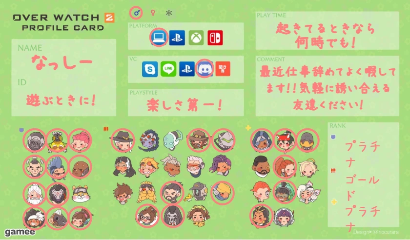なっしーさんの自己紹介カード