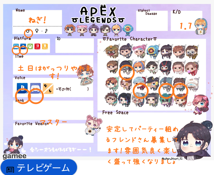 ねぎ！さんの自己紹介カード