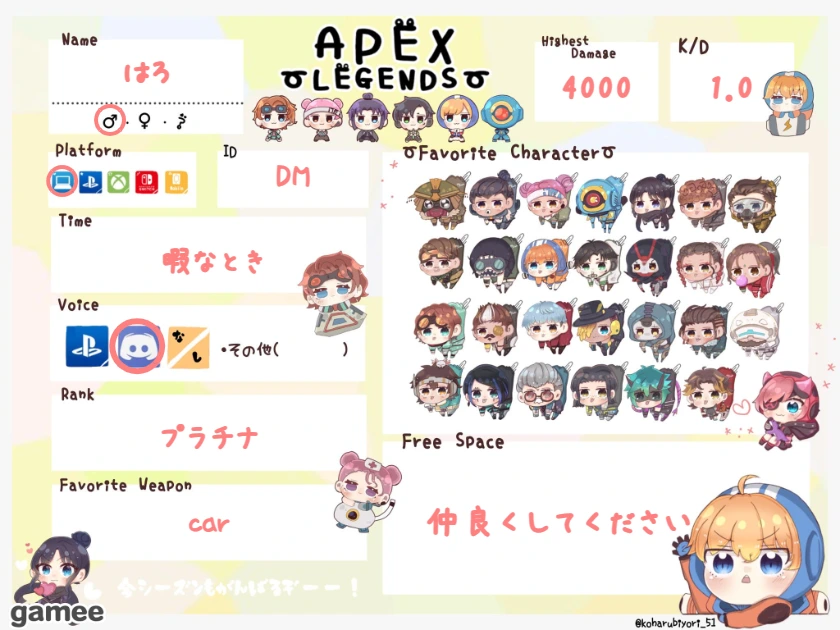 はろさんの自己紹介カード
