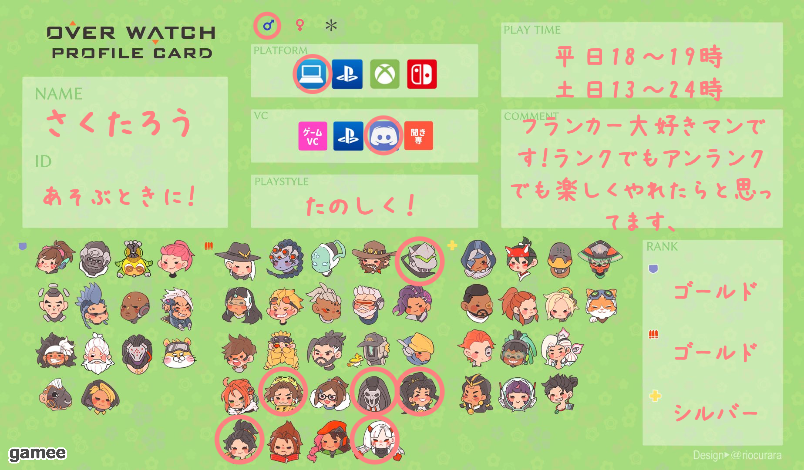 さくたろうさんの自己紹介カード
