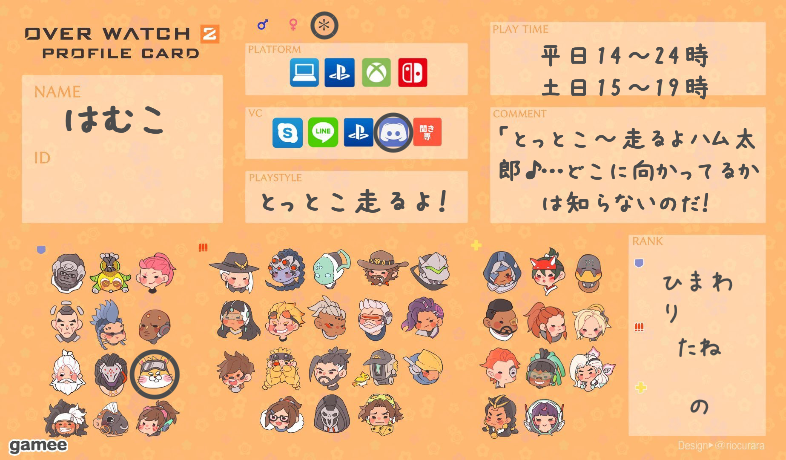 はむこさんの自己紹介カード