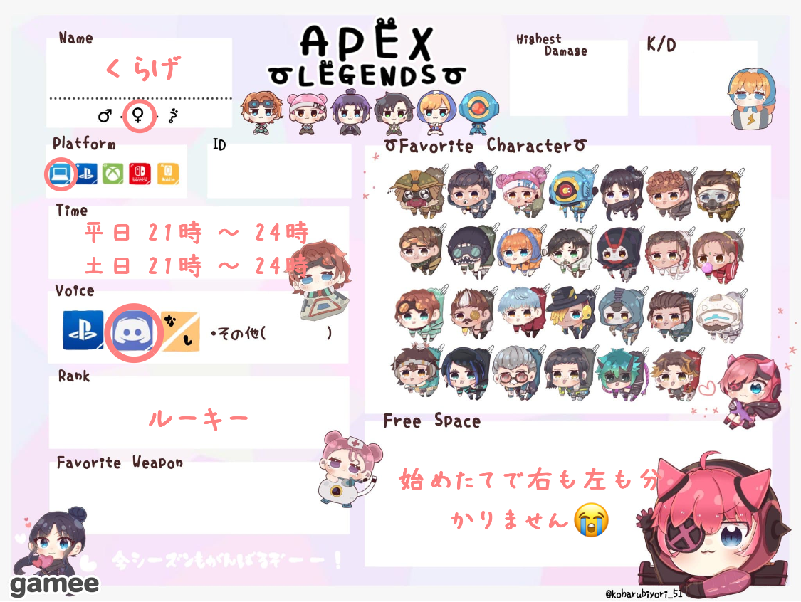 くらげさんの自己紹介カード