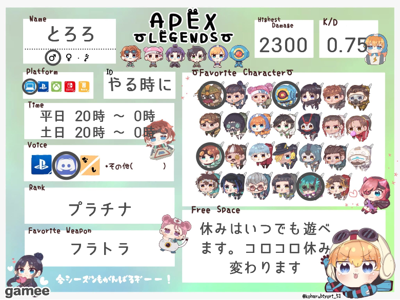 とろろさんの自己紹介カード