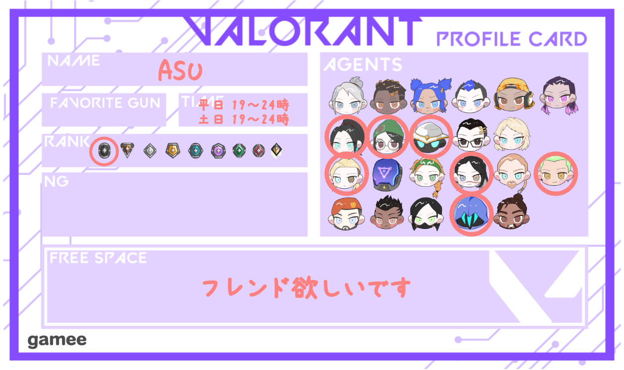 ASUさんの自己紹介カード