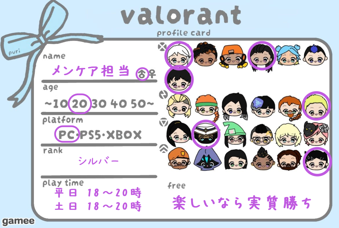メンケア担当さんの自己紹介カード